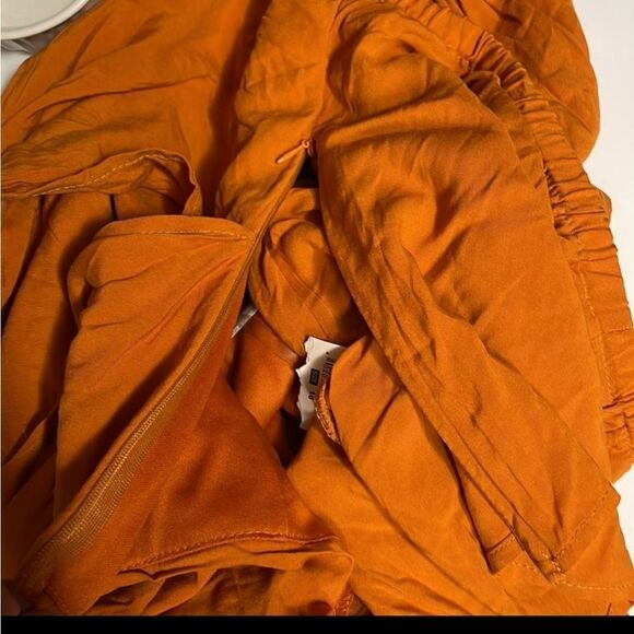 NWT Ashley Stewart orange off shoulder crop top knot detail - Picture 7 of 8